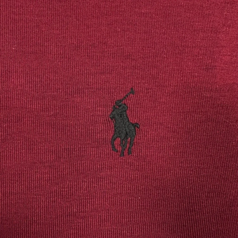 Polo Ralph Lauren Burgundy Red Hoodie Mens Large Full Zip Sweatshirt Black Pony